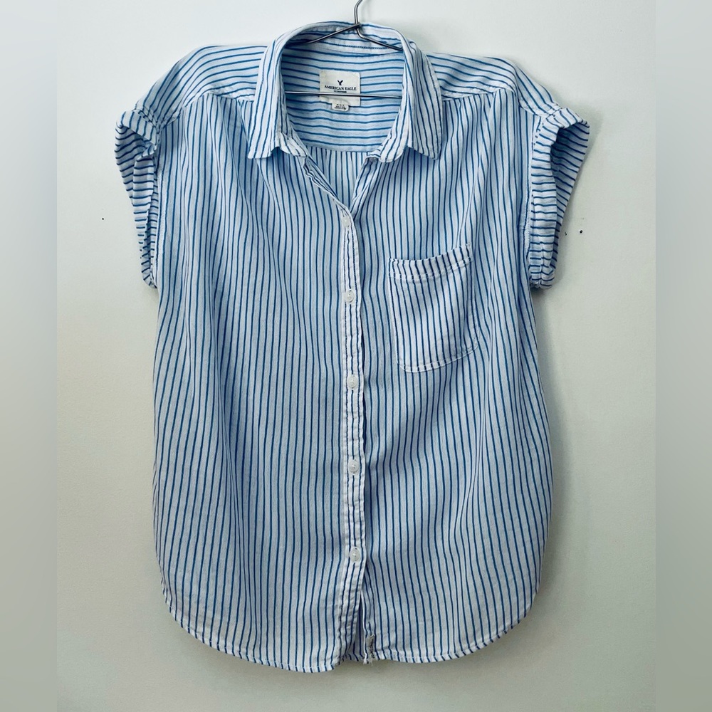 AE Striped Short Sleeve Boyfriend Shirt
